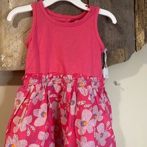 Pink Crew Neck Sleeveless Sundress